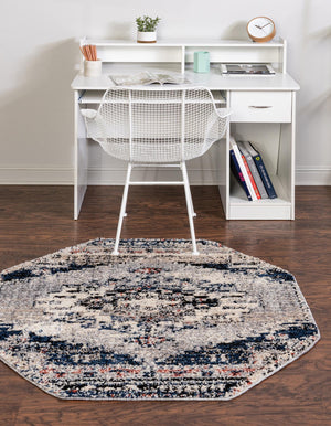 Gray 7' x 7' Tucson Octagon Area Rug 100% Polyester Unique Modern Carpet for Dining Rooms, Living Room, Bedrooms, Office Space for Sale at Rug Engine