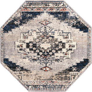 Gray 7' x 7' Tucson Octagon Area Rug 100% Polyester Unique Modern Carpet for Dining Rooms, Living Room, Bedrooms, Office Space for Sale at Rug Engine