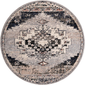 Gray 7' x 7' Tucson Round Area Rug 100% Polyester Unique Modern Carpet for Dining Rooms, Living Room, Bedrooms, Office Space for Sale at Rug Engine