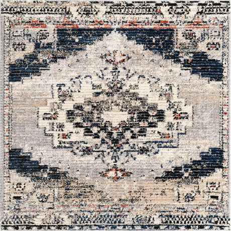 Gray 6' x 6' Tucson Square Area Rug 100% Polyester Unique Modern Carpet for Dining Rooms, Living Room, Bedrooms, Office Space for Sale at Rug Engine