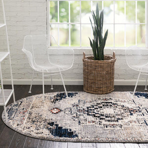 Gray 5' x 8' Tucson Oval Area Rug 100% Polyester Unique Modern Carpet for Dining Rooms, Living Room, Bedrooms, Office Space for Sale at Rug Engine