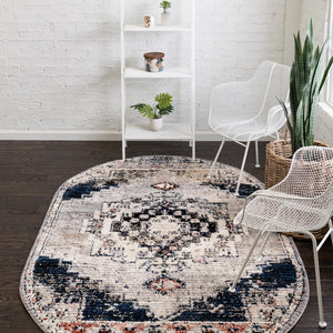 Gray 8' x 10' Tucson Oval Area Rug 100% Polyester Unique Modern Carpet for Dining Rooms, Living Room, Bedrooms, Office Space for Sale at Rug Engine