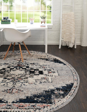 Gray 5' x 5' Tucson Round Area Rug 100% Polyester Unique Modern Carpet for Dining Rooms, Living Room, Bedrooms, Office Space for Sale at Rug Engine