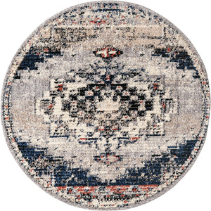 Gray 5' x 5' Tucson Round Area Rug 100% Polyester Unique Modern Carpet for Dining Rooms, Living Room, Bedrooms, Office Space for Sale at Rug Engine