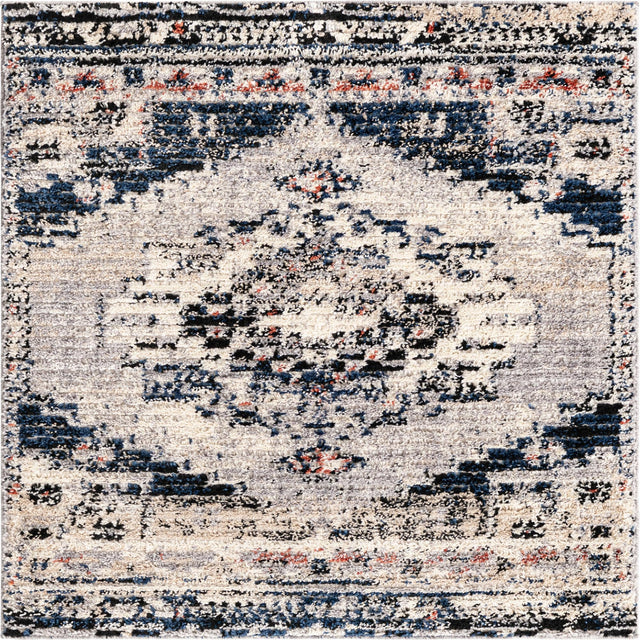Gray 4' x 4' Tucson Square Area Rug 100% Polyester Unique Modern Carpet for Dining Rooms, Living Room, Bedrooms, Office Space for Sale at Rug Engine