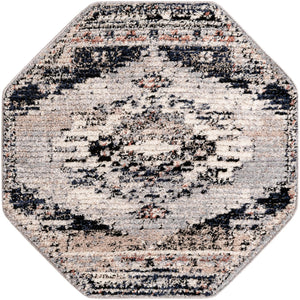 Gray 4' x 4' Tucson Octagon Area Rug 100% Polyester Unique Modern Carpet for Dining Rooms, Living Room, Bedrooms, Office Space for Sale at Rug Engine