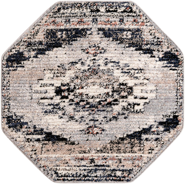 Gray 4' x 4' Tucson Octagon Area Rug 100% Polyester Unique Modern Carpet for Dining Rooms, Living Room, Bedrooms, Office Space for Sale at Rug Engine