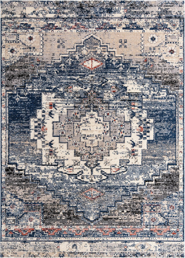 Blue 10' x 14' Tucson Rectangle Area Rug 100% Polyester Unique Modern Carpet for Dining Rooms, Living Room, Bedrooms, Office Space for Sale at Rug Engine