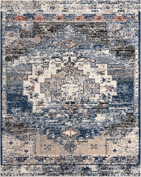 Blue 8' x 10' Tucson Rectangle Area Rug 100% Polyester Unique Modern Carpet for Dining Rooms, Living Room, Bedrooms, Office Space for Sale at Rug Engine