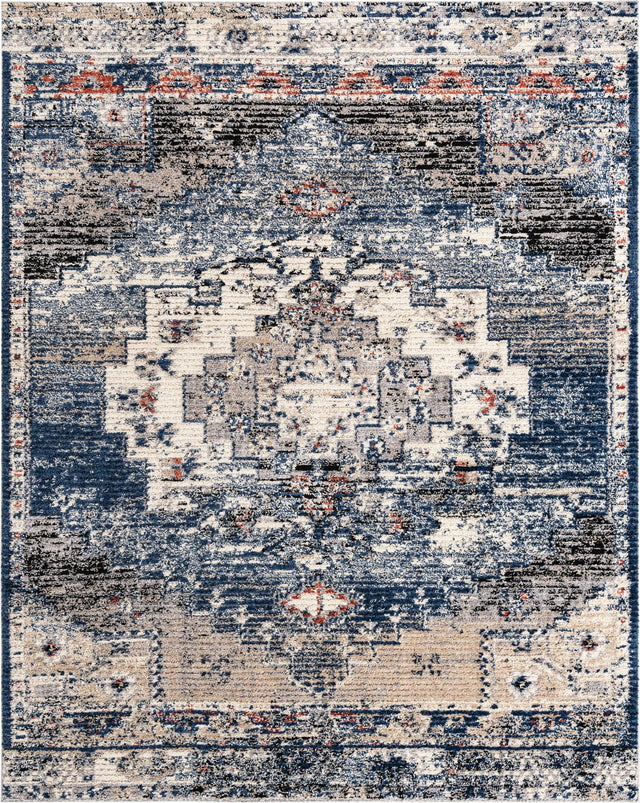 Blue 8' x 10' Tucson Rectangle Area Rug 100% Polyester Unique Modern Carpet for Dining Rooms, Living Room, Bedrooms, Office Space for Sale at Rug Engine