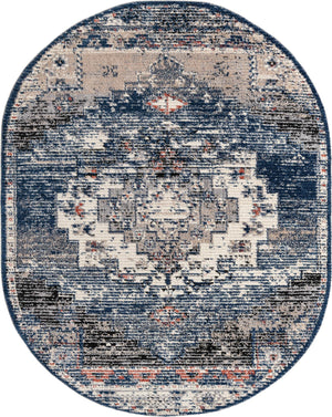 Blue 8' x 10' Tucson Oval Area Rug 100% Polyester Unique Modern Carpet for Dining Rooms, Living Room, Bedrooms, Office Space for Sale at Rug Engine