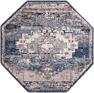 Blue 7' x 7' Tucson Octagon Area Rug 100% Polyester Unique Modern Carpet for Dining Rooms, Living Room, Bedrooms, Office Space for Sale at Rug Engine