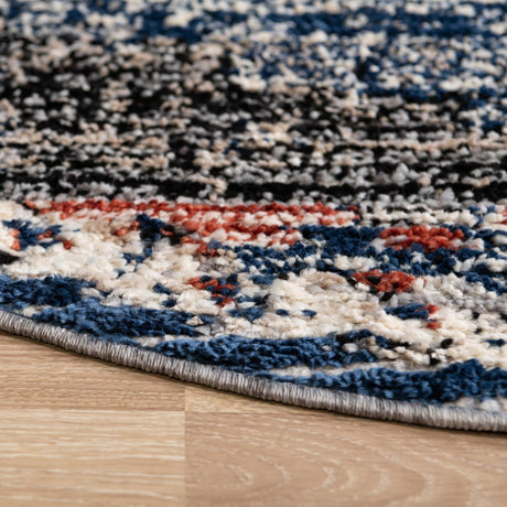 Blue 5' x 5' Tucson Round Area Rug 100% Polyester Unique Modern Carpet for Dining Rooms, Living Room, Bedrooms, Office Space for Sale at Rug Engine