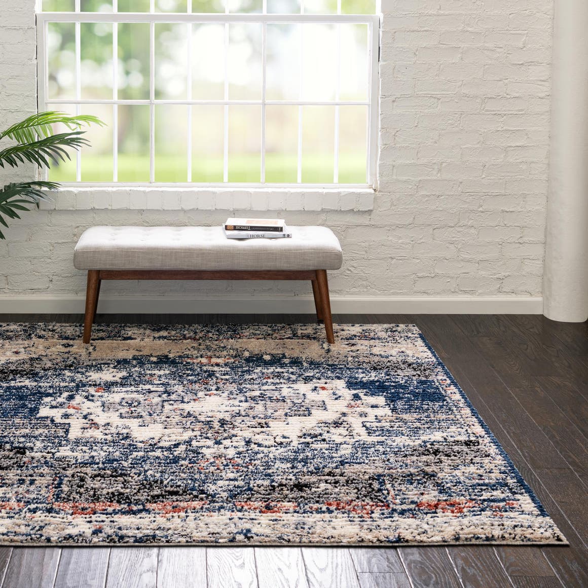 Blue 4' x 4' Tucson Square Area Rug 100% Polyester Unique Modern Carpet for Dining Rooms, Living Room, Bedrooms, Office Space for Sale at Rug Engine