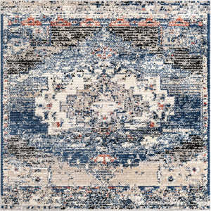 Blue 6' x 6' Tucson Square Area Rug 100% Polyester Unique Modern Carpet for Dining Rooms, Living Room, Bedrooms, Office Space for Sale at Rug Engine