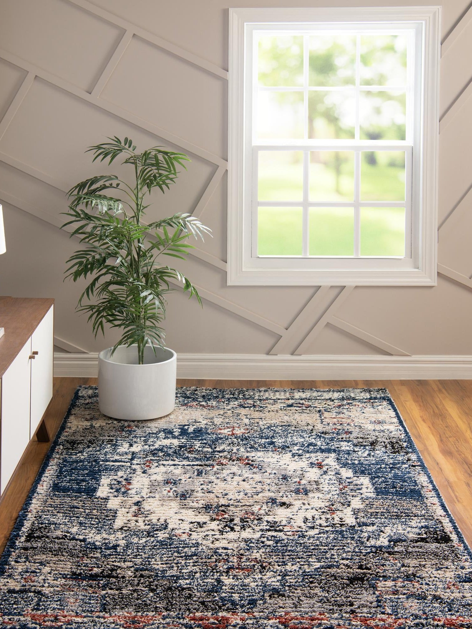 Blue 8' x 10' Tucson Rectangle Area Rug 100% Polyester Unique Modern Carpet for Dining Rooms, Living Room, Bedrooms, Office Space for Sale at Rug Engine