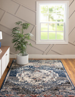 Blue 5' x 8' Tucson Rectangle Area Rug 100% Polyester Unique Modern Carpet for Dining Rooms, Living Room, Bedrooms, Office Space for Sale at Rug Engine