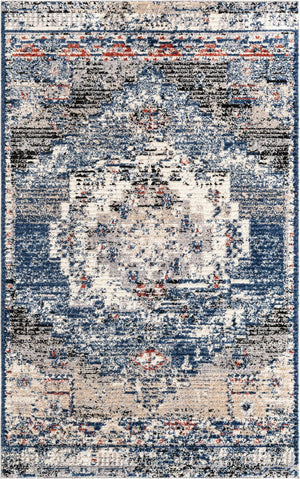 Blue 5' x 8' Tucson Rectangle Area Rug 100% Polyester Unique Modern Carpet for Dining Rooms, Living Room, Bedrooms, Office Space for Sale at Rug Engine