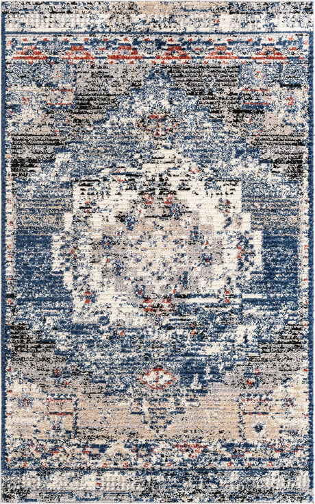 Blue 5' x 8' Tucson Rectangle Area Rug 100% Polyester Unique Modern Carpet for Dining Rooms, Living Room, Bedrooms, Office Space for Sale at Rug Engine