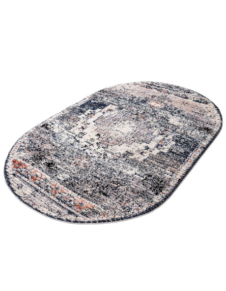 Blue 5' x 8' Tucson Oval Area Rug 100% Polyester Unique Modern Carpet for Dining Rooms, Living Room, Bedrooms, Office Space for Sale at Rug Engine