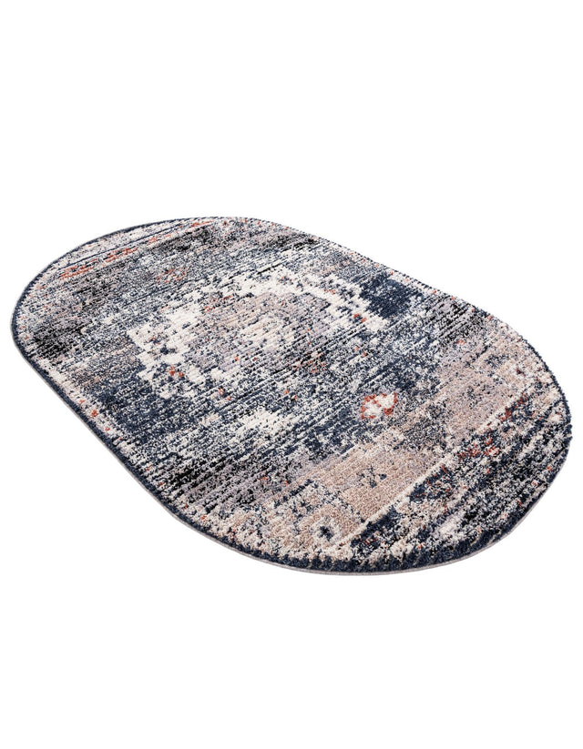 Blue 5' x 8' Tucson Oval Area Rug 100% Polyester Unique Modern Carpet for Dining Rooms, Living Room, Bedrooms, Office Space for Sale at Rug Engine