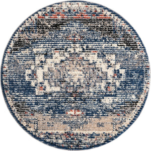 Blue 5' x 5' Tucson Round Area Rug 100% Polyester Unique Modern Carpet for Dining Rooms, Living Room, Bedrooms, Office Space for Sale at Rug Engine