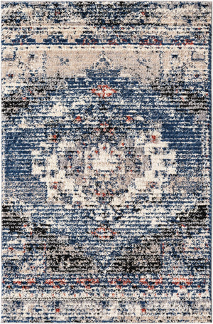 Blue 4' x 6' Tucson Rectangle Area Rug 100% Polyester Unique Modern Carpet for Dining Rooms, Living Room, Bedrooms, Office Space for Sale at Rug Engine