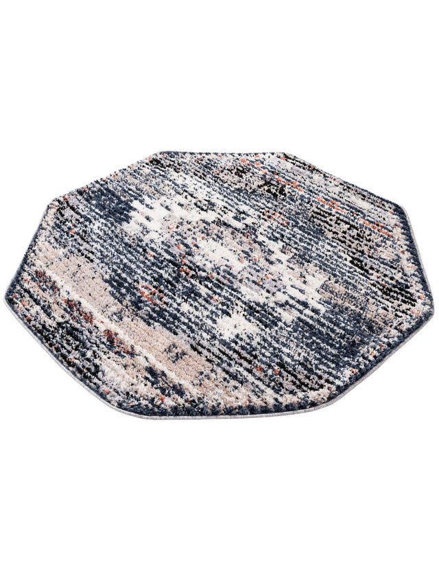 Blue 4' x 4' Tucson Octagon Area Rug 100% Polyester Unique Modern Carpet for Dining Rooms, Living Room, Bedrooms, Office Space for Sale at Rug Engine