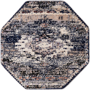 Blue 4' x 4' Tucson Octagon Area Rug 100% Polyester Unique Modern Carpet for Dining Rooms, Living Room, Bedrooms, Office Space for Sale at Rug Engine