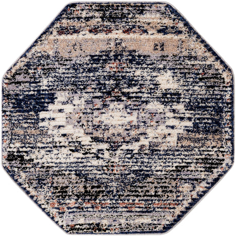 Blue 4' x 4' Tucson Octagon Area Rug 100% Polyester Unique Modern Carpet for Dining Rooms, Living Room, Bedrooms, Office Space for Sale at Rug Engine