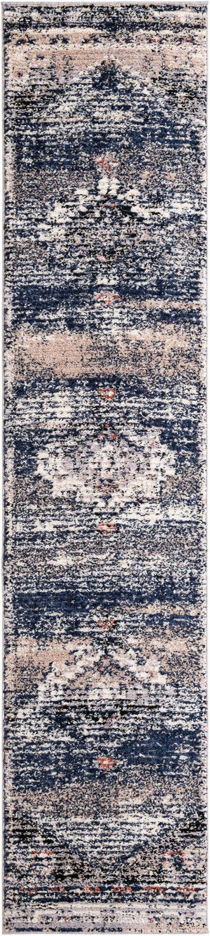 Blue 2' 7 x 12' Tucson Runner Area Rug 100% Polyester Unique Modern Carpet for Dining Rooms, Living Room, Bedrooms, Office Space for Sale at Rug Engine