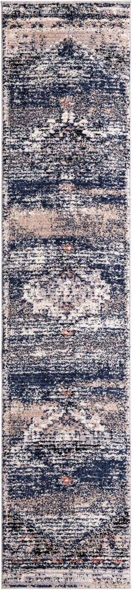Blue 2' 7 x 12' Tucson Runner Area Rug 100% Polyester Unique Modern Carpet for Dining Rooms, Living Room, Bedrooms, Office Space for Sale at Rug Engine