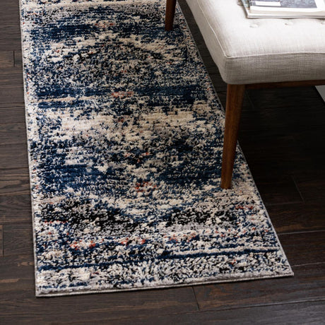 Blue 2' 7 x 12' Tucson Runner Area Rug 100% Polyester Unique Modern Carpet for Dining Rooms, Living Room, Bedrooms, Office Space for Sale at Rug Engine