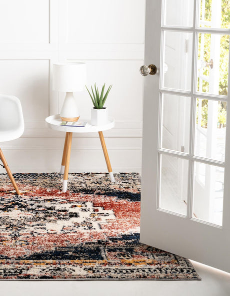Rust Red 8' x 8' Tucson Square Area Rug 100% Polyester Unique Modern Carpet for Dining Rooms, Living Room, Bedrooms, Office Space for Sale at Rug Engine