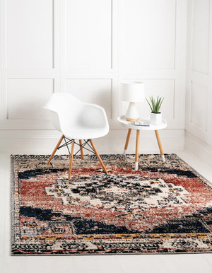 Rust Red 6' x 6' Tucson Square Area Rug 100% Polyester Unique Modern Carpet for Dining Rooms, Living Room, Bedrooms, Office Space for Sale at Rug Engine