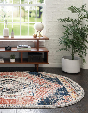 Rust Red 4' x 6' Tucson Oval Area Rug 100% Polyester Unique Modern Carpet for Dining Rooms, Living Room, Bedrooms, Office Space for Sale at Rug Engine