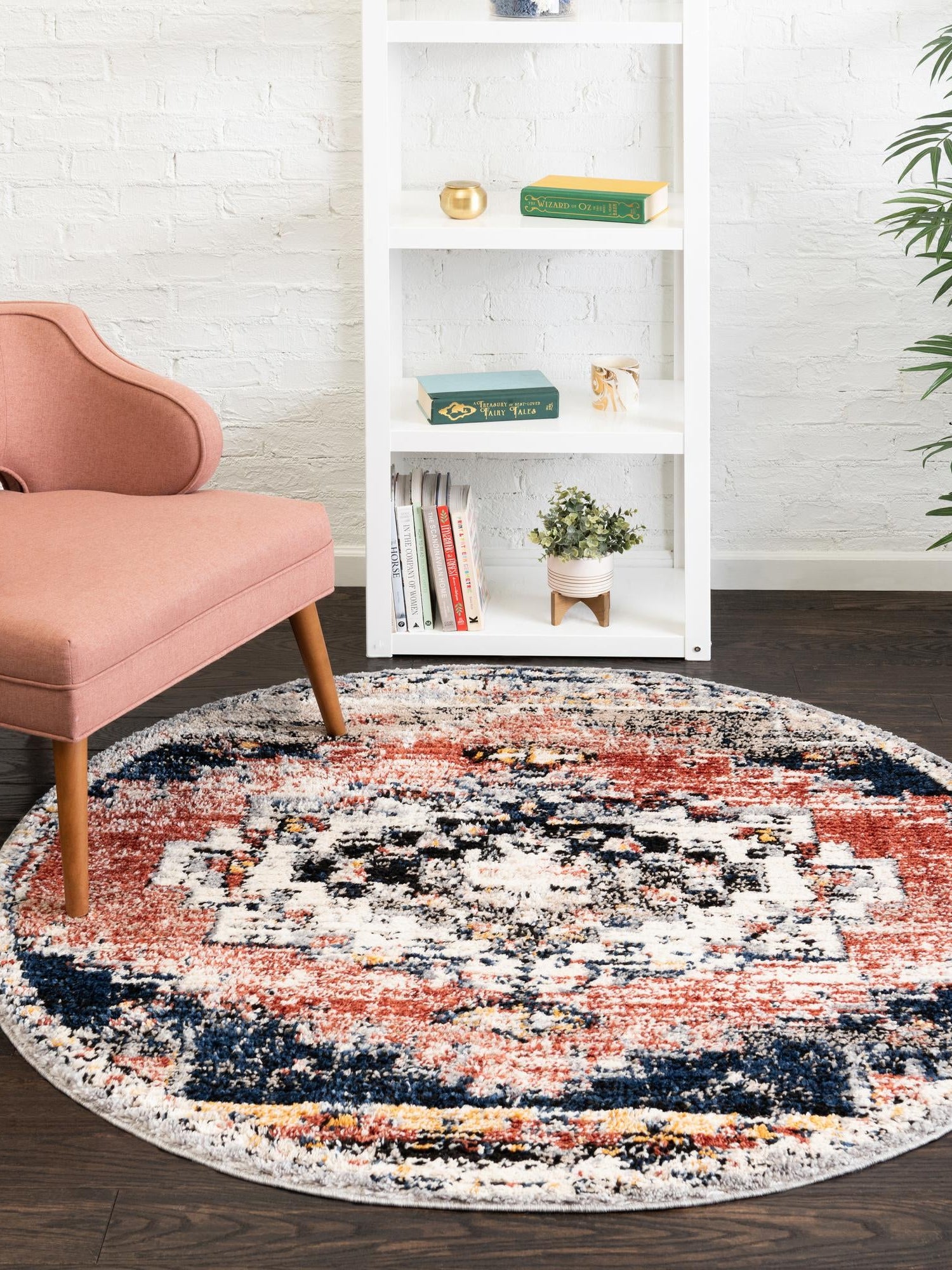 Rust Red 3' x 3' Tucson Round Area Rug 100% Polyester Unique Modern Carpet for Dining Rooms, Living Room, Bedrooms, Office Space for Sale at Rug Engine