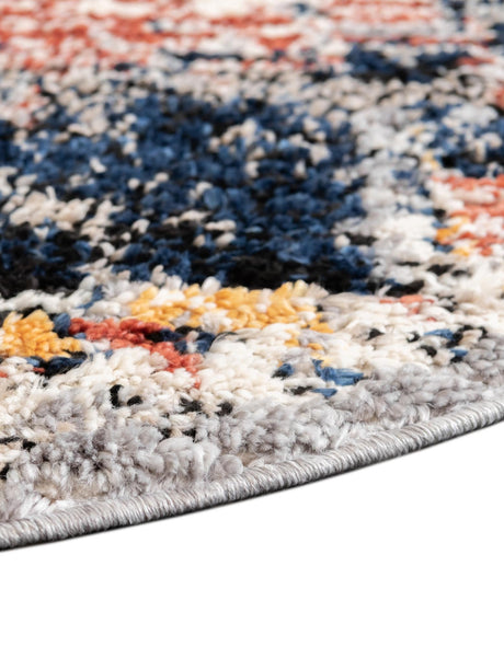 Rust Red 7' x 7' Tucson Round Area Rug 100% Polyester Unique Modern Carpet for Dining Rooms, Living Room, Bedrooms, Office Space for Sale at Rug Engine