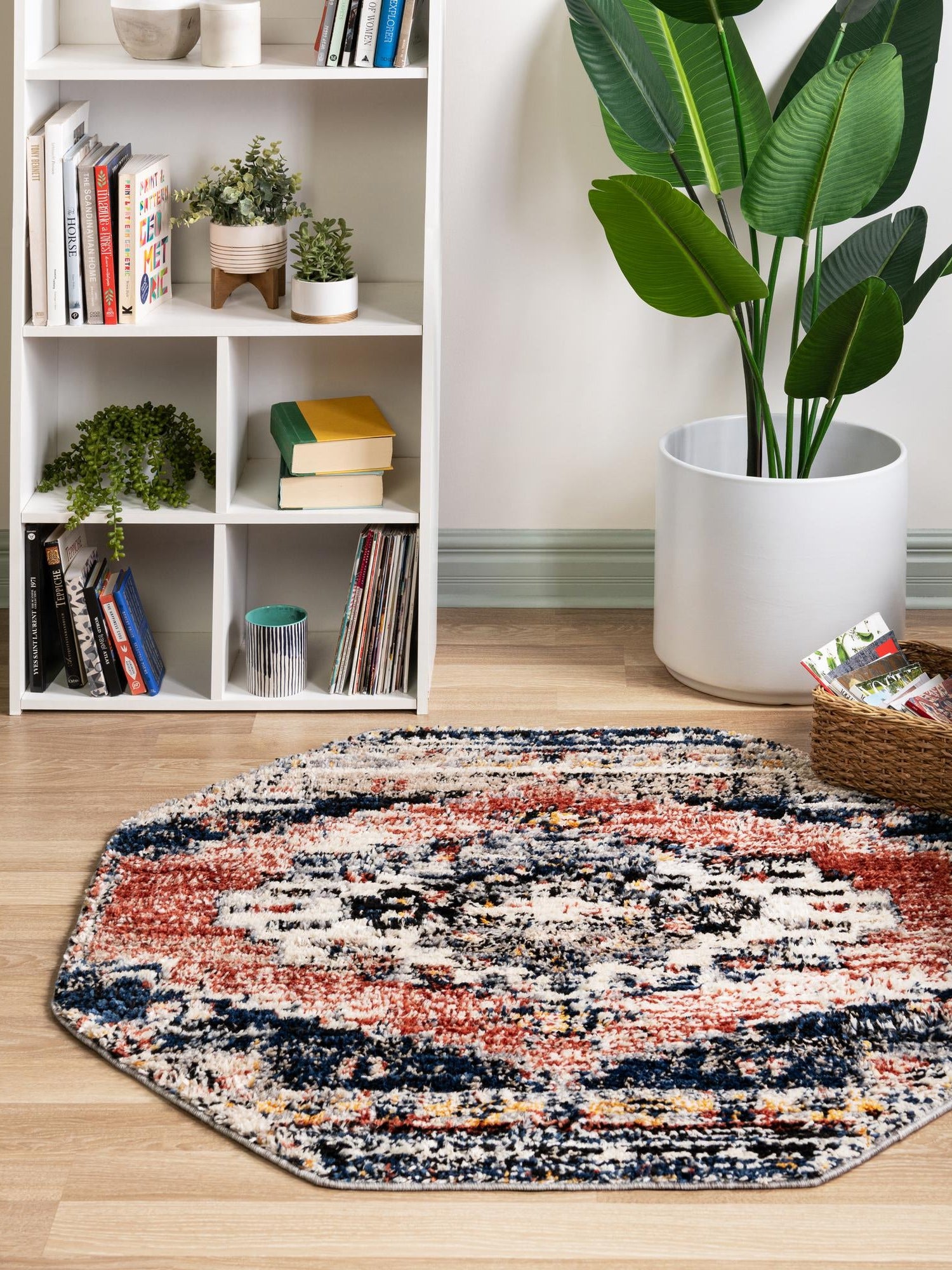 Rust Red 4' x 4' Tucson Octagon Area Rug 100% Polyester Unique Modern Carpet for Dining Rooms, Living Room, Bedrooms, Office Space for Sale at Rug Engine