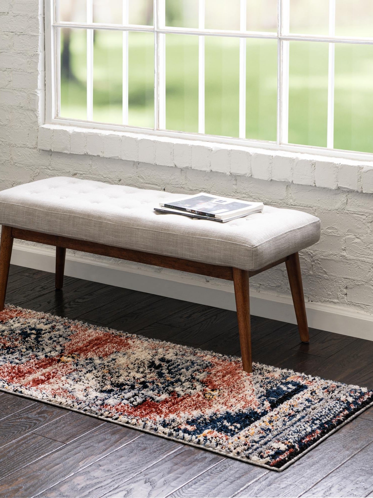 Rust Red 2' 7 x 12' Tucson Runner Area Rug 100% Polyester Unique Modern Carpet for Dining Rooms, Living Room, Bedrooms, Office Space for Sale at Rug Engine