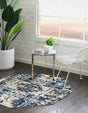 Blue 7' x 7' Tucson Octagon Area Rug 100% Polyester Unique Modern Carpet for Dining Rooms, Living Room, Bedrooms, Office Space for Sale at Rug Engine