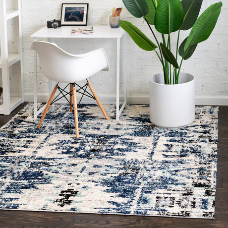 Blue 8' x 8' Tucson Square Area Rug 100% Polyester Unique Modern Carpet for Dining Rooms, Living Room, Bedrooms, Office Space for Sale at Rug Engine