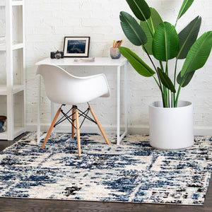 Blue 4' x 4' Tucson Square Area Rug 100% Polyester Unique Modern Carpet for Dining Rooms, Living Room, Bedrooms, Office Space for Sale at Rug Engine