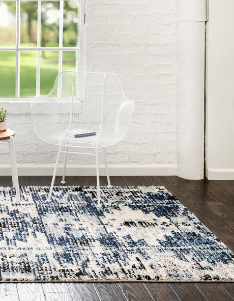 Blue 8' x 10' Tucson Rectangle Area Rug 100% Polyester Unique Modern Carpet for Dining Rooms, Living Room, Bedrooms, Office Space for Sale at Rug Engine