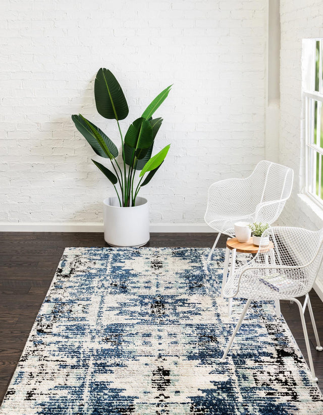 Blue 2' x 3' Tucson Rectangle Area Rug 100% Polyester Unique Modern Carpet for Dining Rooms, Living Room, Bedrooms, Office Space for Sale at Rug Engine