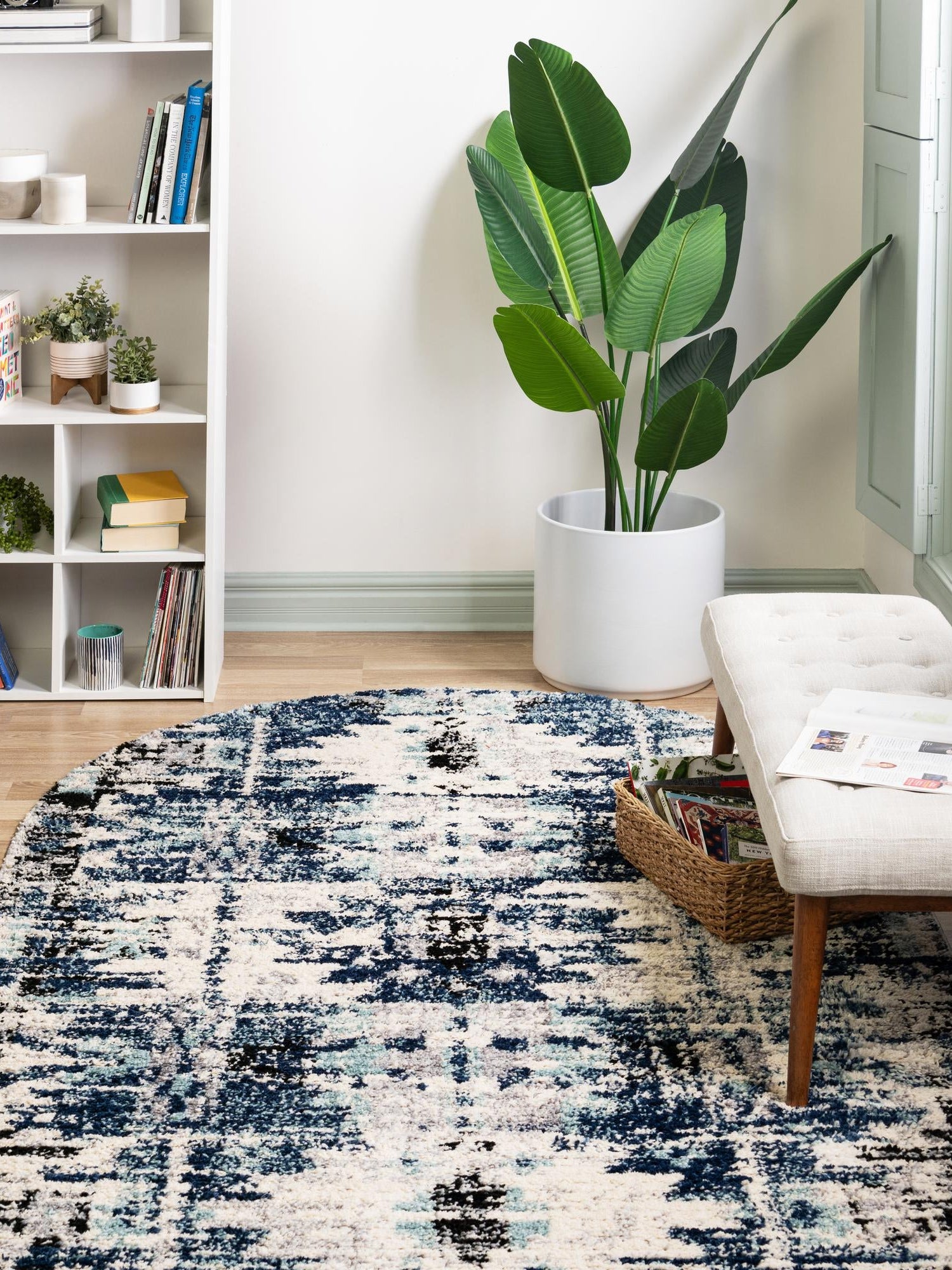 Blue 5' x 8' Tucson Oval Area Rug 100% Polyester Unique Modern Carpet for Dining Rooms, Living Room, Bedrooms, Office Space for Sale at Rug Engine