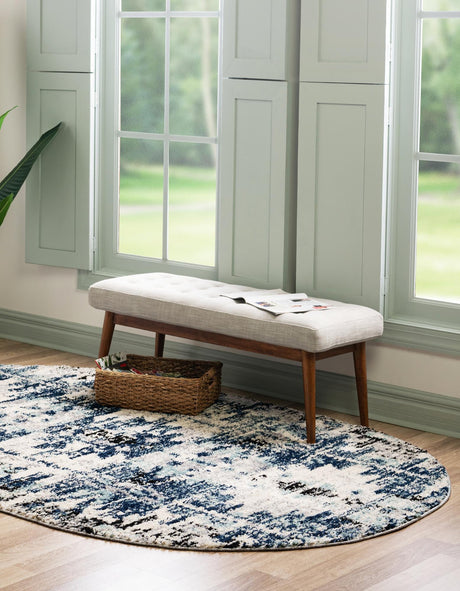 Blue 4' x 6' Tucson Oval Area Rug 100% Polyester Unique Modern Carpet for Dining Rooms, Living Room, Bedrooms, Office Space for Sale at Rug Engine