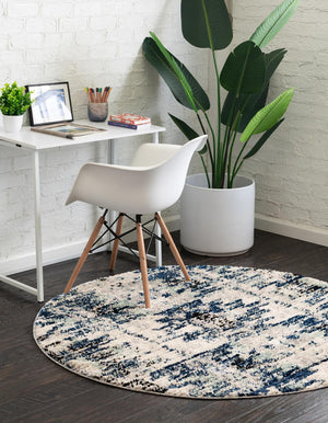 Blue 3' x 3' Tucson Round Area Rug 100% Polyester Unique Modern Carpet for Dining Rooms, Living Room, Bedrooms, Office Space for Sale at Rug Engine