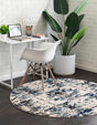Blue 3' x 3' Tucson Round Area Rug 100% Polyester Unique Modern Carpet for Dining Rooms, Living Room, Bedrooms, Office Space for Sale at Rug Engine