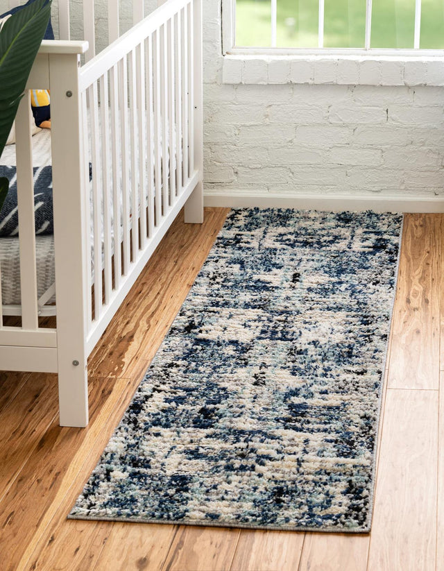 Blue 2' x 8' Tucson Runner Area Rug 100% Polyester Unique Modern Carpet for Dining Rooms, Living Room, Bedrooms, Office Space for Sale at Rug Engine
